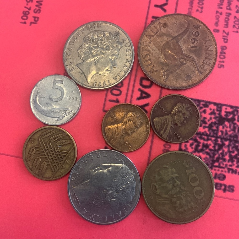 Bundle of old or rare coins .